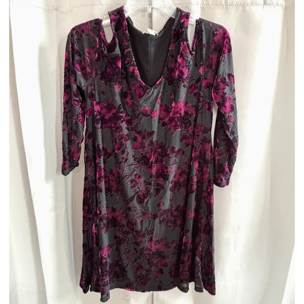 Cato Dress Medium Floral Velvet Burnout Purple Whimsigoth Fairy Grunge 17805x